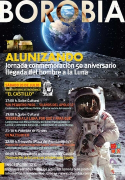 Cartel de las actividades de Alunizaje en el observatorio de Borobia