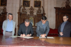 EL OBISPO DE LA DIÓCESIS OSMA-SORIA, GERARDO MELGAR, Y EL PRESIDENTE DE LA DIPUTACIÓN, ANTONIO PARDO