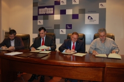 Alfredo Cabrerizo, Antonio Pardo, Francisco Rubio y Carlos Heras en la firma de convenios de colaboración Diputación de Soria
