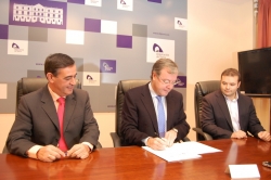 ANTONIO PARDO PTE DIPUTACIÓN, ANTONIO SILVÁN CONSEJERO MEDIO AMBIENTE JCYL  Y MIGUEL BONILLA ALCALDE MOLINOS DE DUERO