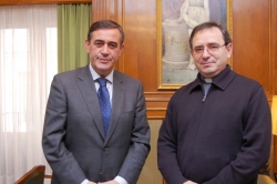 EL PTE DE LA DIPUTACIÓN, ANTONIO PARDO, Y EL VICARIO DE PATRIMONIO CULTURAL OBISPADO, JUAN CARLOS ATIENZA