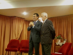 EL PRESIDENTE DE LA DIPUTACIÓN ,ANTONIO PARDO, Y EL PTE. CASA DE SORIA EN BARCELONA,LUIS HERAS